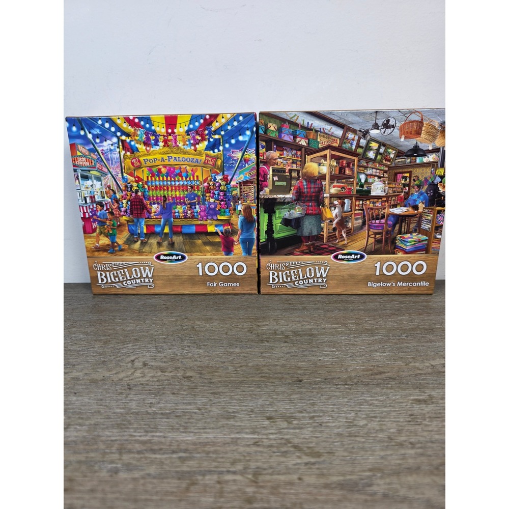 Set of Two (2) Chris Bigelow Country 1000 Piece Jigsaw Puzzles by RoseArt
